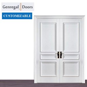 PTD02 white double solid trim wood door supplier