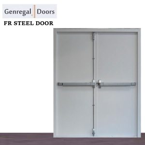 FSD01d Custom double flat fire rated steel door with panic bar