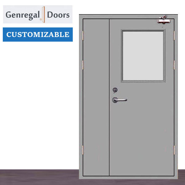 FSD02 Custom Combined fire rated steel door with glass supplier